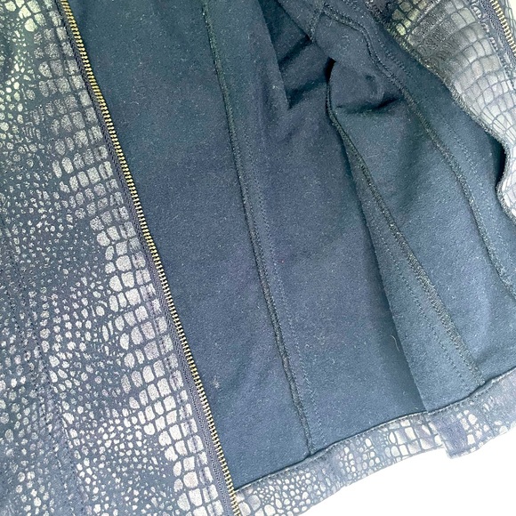 Ruby Rd. Navy Blue Moto Snake Print Long Sleeve Jacket Size L - Picture 8 of 9